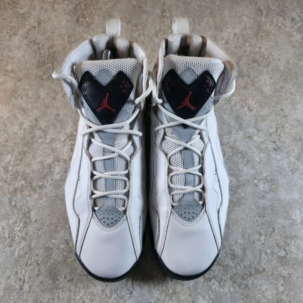 Jordan True Flight White Cement High Top Sneakers White Black Red Mens Size 9